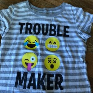 Grey and white trouble maker shirt